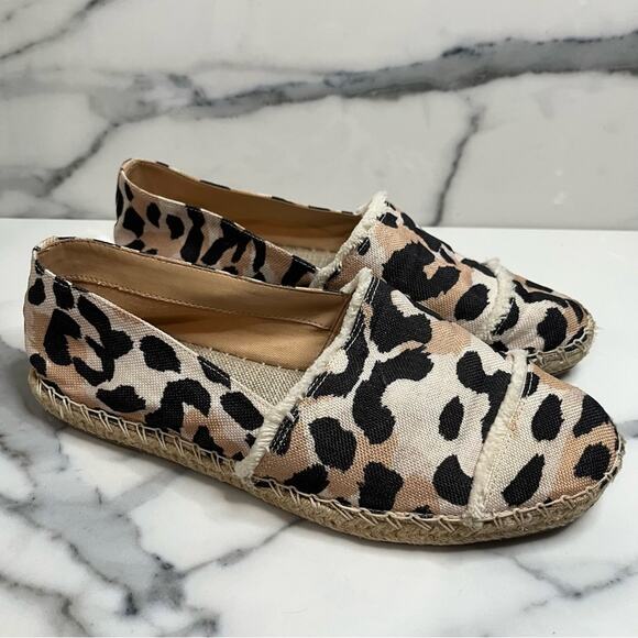 Schutz | Women's Black Brown Leopard Print Beachy Espadrilles Slip-ons Sz 8 - Picture 1 of 6